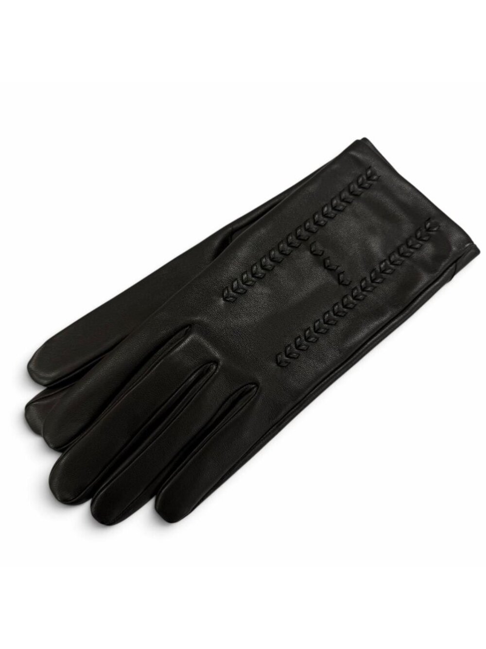 Hermes Lambskin Lining Silk 100% H Design Gloves Black